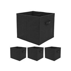 4er Set Aufbewahrungsbox für Kallax Regal - 33x38x33 Stoff Box mit Griff - Schwarz