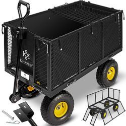 KESSER® Bollerwagen 550kg belastbar Gartenwagen Transportwagen Gartenkarre herausnehmbare Plane Gerätewagen Handwagen vielseitig einsetzbar inkl. Handschuhe