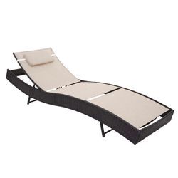 Sonnenliege Phoenix, Relaxliege Gartenliege Liege, Poly-Rattan ~ anthrazit, Bezug creme-weiß