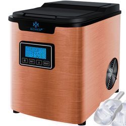 KESSER® Eiswürfelbereiter Eiswürfelmaschine Edelstahl 150W Ice Maker 12 kg 24 h 3 Würfelgrößen Zubereitung in 6 min 2,2 Liter Wassertank Timer LCD-Display Selbstreinigungsfunktion