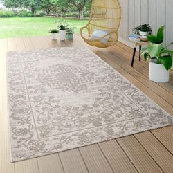 Paco Home Outdoor Teppich Wetterfest Balkon Küche Orientalisches Muster Ornamente Creme 200x290 cm