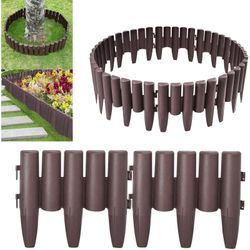 Froadp - Rasenkante Kunststoff 80 Stück 28x24cm Plastik Beetumrandung Palisade Mähkante Randstein Holzoptik Beeteinfassung Dekorative Garten Zäune