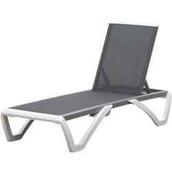 Outsunny Gartenliege Alu Sonnenliege Stoffliege Relaxliege 5-fach verstellbar ergonomisch Texteline Grau+Weiß 170 x 67,5 x 95 cm