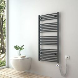 S'afielina - Elektrisch Badheizkörper Handtuchwärmer Handtuchtrockner Elektrisch mit Heizstab mit Thermostat 120x60cm 600Watts Anthrazit