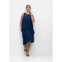 Cocktailkleid im Layerlook, mit Pailletten, blau, Gr.48