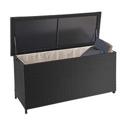 Poly-Rattan Kissenbox MCW-D88, Gartentruhe Auflagenbox Truhe ~ Premium schwarz, 63x135x52cm 320l