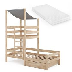 Vitalispa - Hausbett Tom, Naturholz, 90x200 cm mit Schublade und Matratze