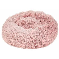 Beliani - Tierbett Pelzimitat Rosa ø 50 cm Hundekissen aus Polyester für Hunde, sowie Katzen Wohnzimmer Flur Schlafzimmer Kuschelig Oval Modern