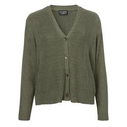 Strickjacke mit V-Ausschnitt und Knopfleiste, khaki, Gr.52