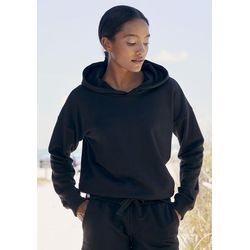 LASCANA Hoodie schwarz Gr. 32/34 für Damen. Mit Logostickerei, Logoschriftzug. Bequem. Nachhaltig.