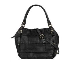 Samantha Look Shopper Damen Leder kariert, schwarz