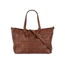 Samantha Look Shopper Damen Leder kariert, cognac