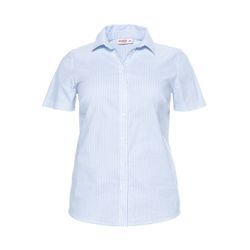 Stretch-Bluse mit kurzem Arm, leicht tailliert, hellblau-weiß, Gr.58