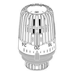 IMI Heimeier Thermostat-Kopf K weiß, Standard, Skala mit Temperaturwerten 6000-00.600