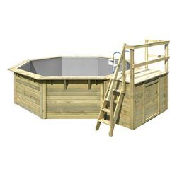 Karibu Gartenpool-Set »Modell 2« inkl. Terrasse - Grau - Edelstahl