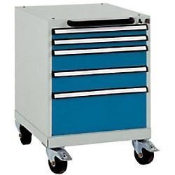 Manuflex Mobil Schubfachschrank 5 Schubfächer BASETEC Brillantblau 500 x 580 x 720 mm