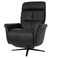 Relaxsessel MCW-L10, Design Fernsehsessel TV-Sessel Liegesessel, Liegefunktion drehbar, Voll-Leder ~ schwarz