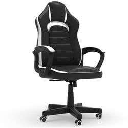 Gaming Stuhl Bürostuhl Drehstuhl Computerstuhl Schreibtischstuhl Ergonomischer Chefsessel pu, weiß - weiß - Devoko