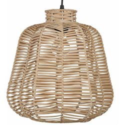 Hängeleuchte Natürlich Hellbraun 128 cm Rattan geflochten Schirm glockenförmig für Wohn- Schlaf- und Esszimmer Modernes Design Boho Stil