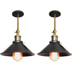 2 Stück Wandleuchte im Vintage-Stil, Industri 240° Verstellbare Wandlampe, Wandstrahler Licht mit Ø22cm Lampenschirm für Wohnzimmer Schlafzimmer