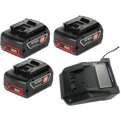 Powerwings - 3X 18V 5,0Ah Akku + Ladegerät für Bosch Professional gba gsr gbh gdr gsb gws gal 18 Volt 5000 mAh Ersatzakku für Bosch BAT609 BAT609G