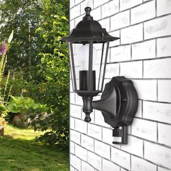 Monzana® Außenleuchte Wetterfest IP44 Anthrazit Alu Guss Vintage Laterne Außenlampe Außen Garten Beleuchtung Wandleuchte Bewegungssensor