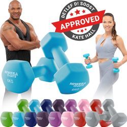 Miweba Sports Gymnastikhanteln 2er-Set NKH100, bodenschonend, 0,5-10 kg, Anti-Rutsch-Oberfläche (Türkis, 2x 6,0 Kg)