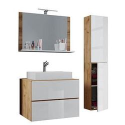 VCM my bath Badmöbel-Set Lendas L 915295 honig-eiche, weiß 94,0 x 46,0 x 150,0 cm