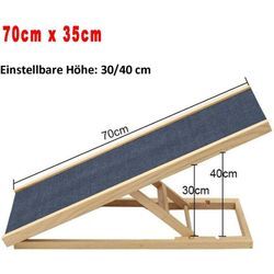 Hunderampe Katzen Rampe Hundetreppe für Bett oder Sofa Klappbar aus Holz Petwalk Hundeleiter Auffahrrampe für Haustiere, Anti-rutsch (70cm)