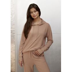 LASCANA Kapuzenpullover taupe Gr. 32/34 für Damen. Mit Bindeband. Bequem. Nachhaltig.