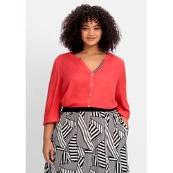 Bluse mit Ziertape am V-Ausschnitt, rot, Gr.40