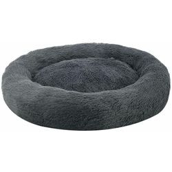 Haustierbett Monty xxl 100 cm Dunkelgrau – Hundebett rund für Hunde & Katzen – Katzenbett flauschig & waschbar – Hundekissen in Donut Form - Juskys