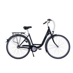 HAWK City Wave Premium Black Damen 26 Zoll - Fahrrad mit 3-Gang Shimano Nabenschaltung, Beleuchtung & Ergogriffen