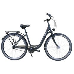 HAWK City Wave Easy Black Damen 28 Zoll - Leichtes Fahrrad 7 Gang Shimano Nabenschaltung, Felgenbremse & Nabendynamo