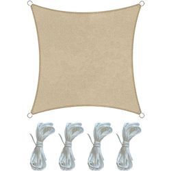 Rebecca Mobili Sonnensegel Markise Quadratisch Beige Polyethylen UV-Schutz 3x3