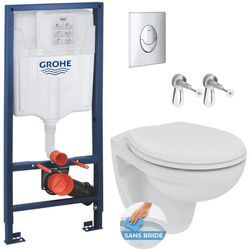 Grohe WC-Pack Vorwandelement Rapid SL + Porcher Wand-WC ohne Spülrand mit Sitz + Betätigungsplatte (RapidSL-Porcher-2-DE)