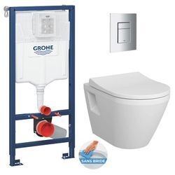 Grohe WC-Pack Vorwandelement Rapid SL + Integra Wand-WC ohne Spülrand + Softclose-Sitz + Betätigungsplatte