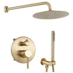 Unterputz Duschsysteme Gold Duschset Messing Edelstahl Duscharmatur Set Runden Dusche Regendusche Set mit Handbrause