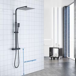 Kaibor - Auralum Duschsystem mit Thermostat Edelstahl Duschset mit 12-Zoll Quadrat Kopfbrause 30 x 30cm und Handbrause, Regendusche Höhenverstellbar