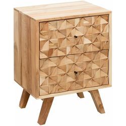 Finebuy - Nachtkonsole rewa 44x61x35cm Akazie Massivholz Nachtschrank hoch, Nachtkommode Boxspringbett, Nachttisch Schubladen, Nachtkästchen