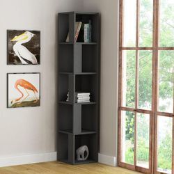 Decortie - Piano Modernes Eck-Bücherregal Vitrine Anthrazit Grau Hoch 158.9cm - Anthracite Grey