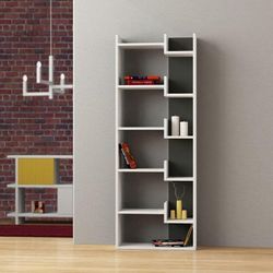 Decortie Oppa Modernes Bücherregal Display Unit Weiß Anthrazit Grau Hoch 162.4cm