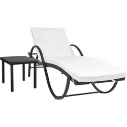 Maisonchic - Gartenliege Sonnenliege Relaxliege für Garten, Balkon und Terrrasse mit Auflage & Tisch Poly Rattan Schwarz DE36118