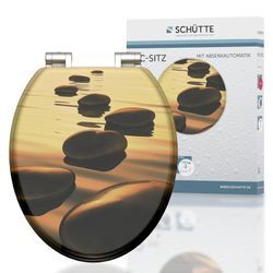 Schütte MDF WC Sitz SEA STONE, Toilettendeckel mit Absenkautomatik Motiv