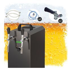 Komplett Set - Zapfanlage, Bierzapfanlage STREAM 50K mit Luftpumpe Bierkoffer, Durchlaufkühler 2-leitig Trockenkühler, bis zu 55 Liter/h - BLACK EDITION, Zapfkopf:Flach,Zapfkopf 2:5 Liter Adapter