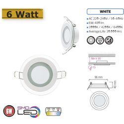 10x 6W led Panel Glas Abdeckung Einbaustrahler Spot Deckenbeleuchtung Unterputz Einbauleuchte Warmweiß 480 lm Ø96mm Rund