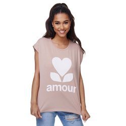 RAYSHYNE Damen T-Shirt mit modischem Aufdruck Amour in Einheitsgröße RS01