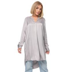 PM SELECTED Damen Elegante Satin Light Oversize Business Long Bluse in Einheitsgröße PM07