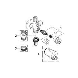 Grohe Original WAS Kombi-Eckventil, DN 10, Wandmontage, Kartuschen-Oberteil, Fettkammer-Oberteil 3/8", RV Typ EB, Chrom 41070000