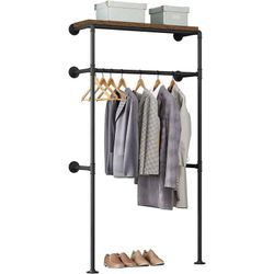 Industrielle Kleiderstange Wand,Garderobe für begehbaren Kleiderschrank,Kleiderständer mit Regal,für Schlafzimmer Ankleidezimmer,103x187x36,5 cm